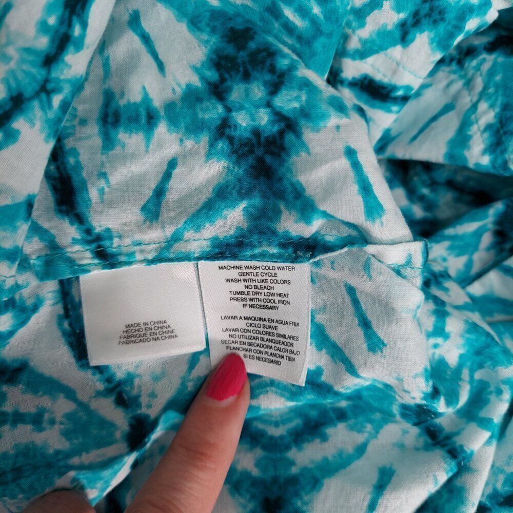 Jones New York Women's Sport 100% Linen Button Down Shirt tie-dye Design Size 1X - Picture 10 of 11